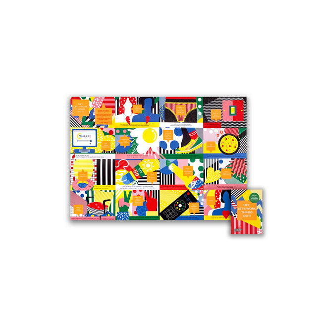 Colourful fold-out map showing illustrated relationship tips