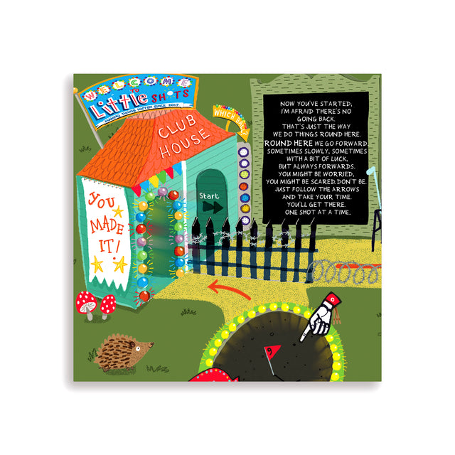 Close-up of Club House section with “You Made It” banner and hedgehog illustration.