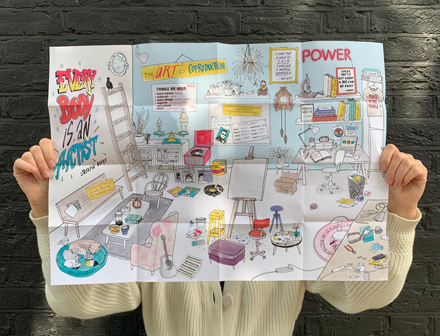 An illustrated art studio