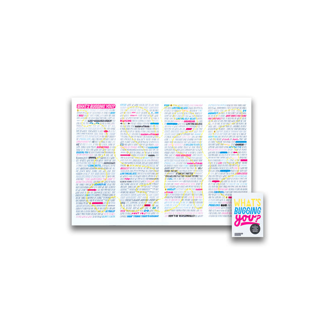Inside view of What's Bugging You map showing illustrated 7-step coaching layout mostly typographical