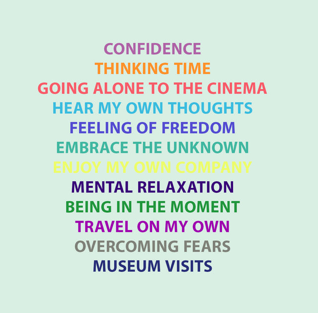 A list of different coloured words and sentences what having artist's days taught me against an aqua background.