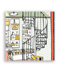 Close up of spiral staircase in Are You Looking for Answers map with quote The unexamined life is not worth living