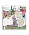 Flat lay of Are You Looking for Answers map showing notes, pencils and plants on a desk illustration