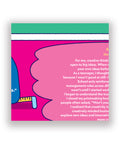 Close-up of text section from “Creative Thinking in the Workplace” featuring a personal story about creativity and self-discovery, set on a bright pink background.
