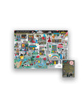 Full illustrated map titled “City of Gratitude – Make the Ordinary Extraordinary,” showing people performing acts of kindness, sharing, and connecting within a colourful, community-filled scene.