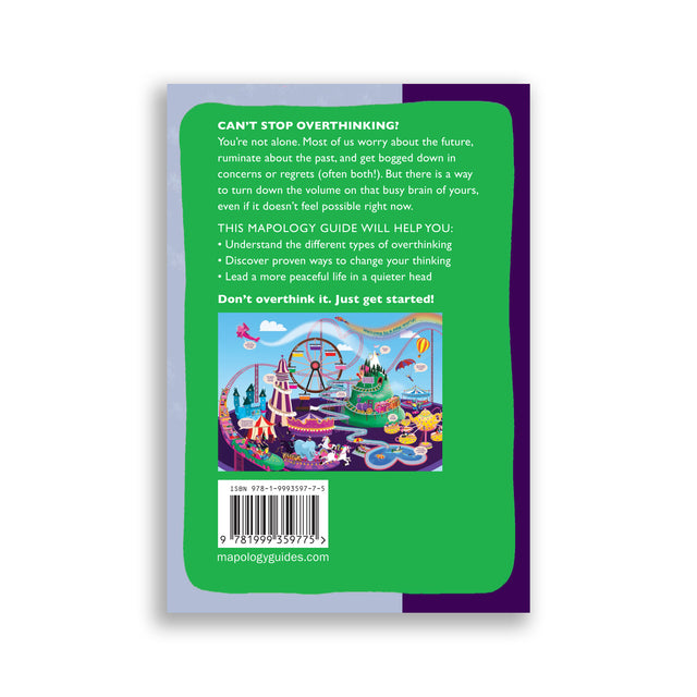 Back cover of Overthinking Mapology Guide listing benefits and description with small map image and barcode.