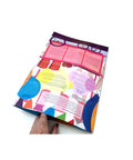 Folded view of the Overthinking map showing colourful text sections and design layout.