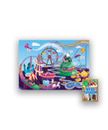 Colourful illustrated map showing a funfair theme symbolising overthinking, with rollercoaster, carousel, and ferris wheel.