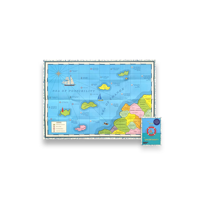 Inside view of The Sea of Uncertainty map featuring islands like Loneliness Island and the Sea of Change