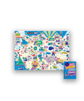 Full illustrated map from Mapology Guide “The Expedition Towards a Meaningful Life,” showing a vibrant, detailed landscape filled with signposts, pathways, and characters representing different stages of finding purpose and meaning in life.